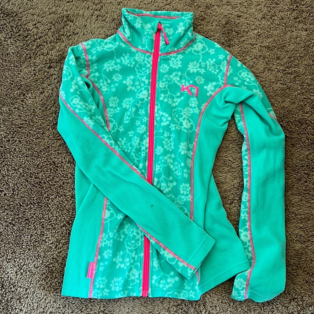 Kari Traa Full Zip Super Soft Fleece Aqua and Hot  Pink Jacket